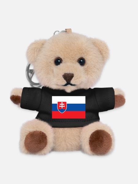 Slowakei – Flagge der Slowakei mit Wappen - Teddy Schlüsselanhänger - Schwarz