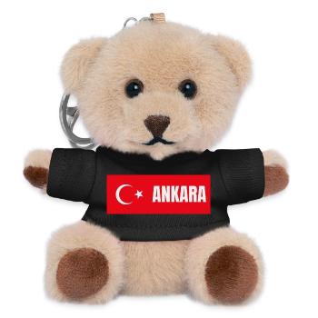 Ankara City in Turkish Flag - Teddy Keyring - black - Front
