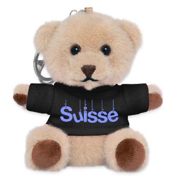 SCHWEIZ. HUMOR. LAND. FLAGGE. GENF. LAUSANNE - Teddy Schlüsselanhänger - Schwarz - Vorne