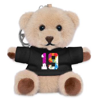 COLORED NUMBER 19 COLORFUL 19TH BIRTHDAY - Teddy Keyring - black - Front