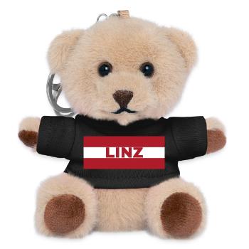 Linz City in Austrian Flag - Teddy Keyring - black - Front