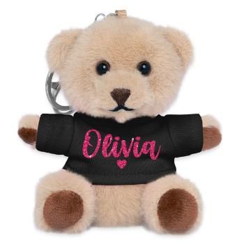 Olivia Herz Pink - Teddy Schlüsselanhänger - Schwarz - Vorne