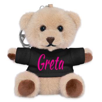 Greta Script Pink - Teddy Schlüsselanhänger - Schwarz - Vorne