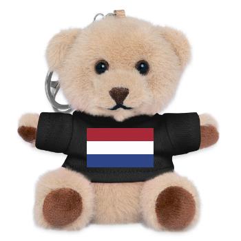 Flagge Niederlande Blau Weiß Rot - Teddy Schlüsselanhänger - Schwarz - Vorne