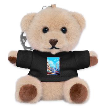 Brüssel Belgien Vintage Reiseplakat Souvenir - Teddy Schlüsselanhänger - Schwarz - Vorne