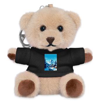 Zermatt Switzerland Vintage Travel Poster Souvenir - Teddy Keyring - black - Front