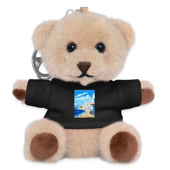 Mykonos Griechenland Vintage Reiseplakat Souvenir WPA - Teddy Schlüsselanhänger - Schwarz - Vorne