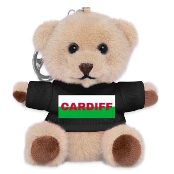 Cardiff City in Wales Flag United Kingdom - Teddy Keyring - black - Front