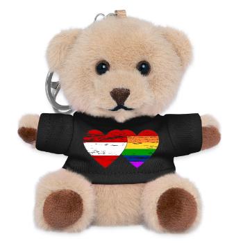 Österreich Regenbogen Flagge used - Teddy Schlüsselanhänger - Schwarz - Vorne
