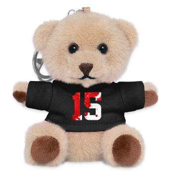 NO. 15 NUMBER 15 RED WHITE 15TH BIRTHDAY - Teddy Keyring - black - Front