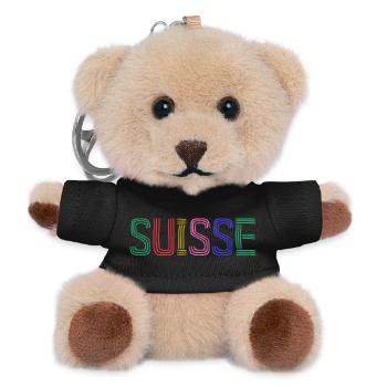 SUISSE. PAYS. GENEVE. HUMOUR. DRAPEAU. GENEVE - Porte-clés ourson - noir - Devant