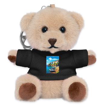 New Quay Wales Uk Vintage Travel Poster Souvenir - Teddy Keyring - black - Front