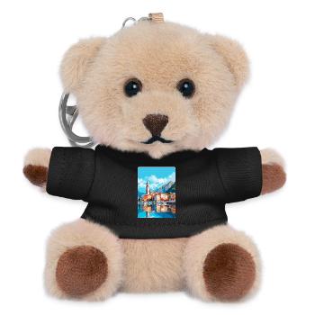 Kotor Montenegro Vintage Travel Poster Souvenir - Teddy Keyring - black - Front