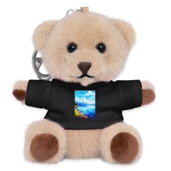 Lake Bourget Frankreich Vintage Reiseplakat Souvenir - Teddy Schlüsselanhänger - Schwarz - Vorne