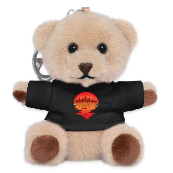 Sonnenuntergang am Waldsee - Teddy Schlüsselanhänger - Schwarz - Vorne