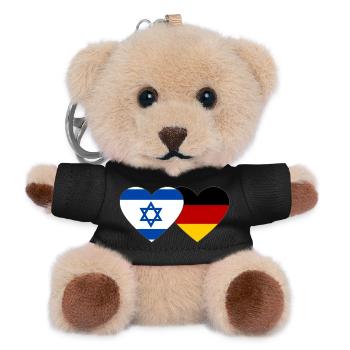 Israel Deutschland Flagge Herz - Teddy Schlüsselanhänger - Schwarz - Vorne