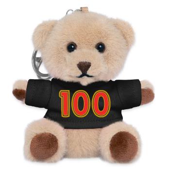 100. 100 YEARS. 100th ANNIVERSARY. 100 BIRTHDAY - Teddy Keyring - black - Front