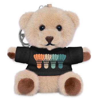 Badminton Badmintonspieler Vintage Federball - Teddy Schlüsselanhänger - Schwarz - Vorne