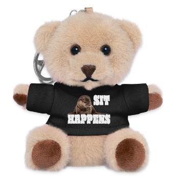 Otter , niedlicher Fischotter Vintage Retro - Teddy Schlüsselanhänger - Schwarz - Vorne
