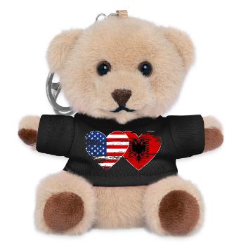USA Albanien Flagge Herz used - Teddy Schlüsselanhänger - Schwarz - Vorne