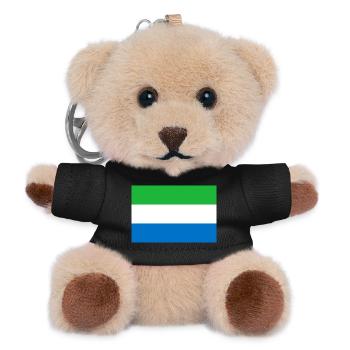 Sierra Leone – Flaggenwappen Grün, Weiß Blau - Teddy Schlüsselanhänger - Schwarz - Vorne