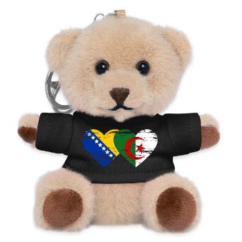Bosnien Algerien Flagge Herz used - Teddy Schlüsselanhänger - Schwarz - Vorne