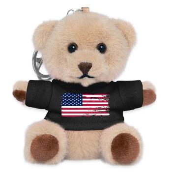 Brushed US Flagge Druck - Teddy Schlüsselanhänger - Schwarz - Vorne