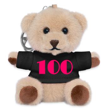 100. 100 JAHRE. 100-JÄHRIGES JUBILÄUM. 100. GEBURTSTAG - Teddy Schlüsselanhänger - Schwarz - Vorne