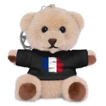 Frankreich Flagge used - Teddy Schlüsselanhänger - Schwarz - Vorne