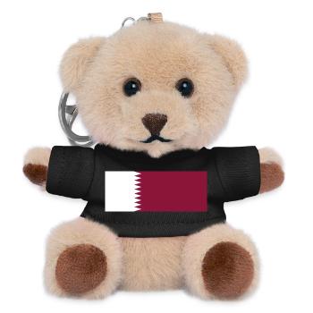 Katar – Flaggenwappen, Zickzack-Grenze - Teddy Schlüsselanhänger - Schwarz - Vorne
