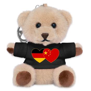Deutschland China Flagge Herz - Teddy Schlüsselanhänger - Schwarz - Vorne