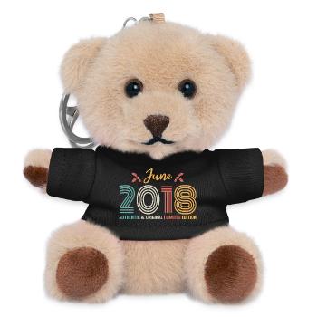 Juni 2018 Geburtstag Juni 2018 Retro Juni - Teddy Schlüsselanhänger - Schwarz - Vorne