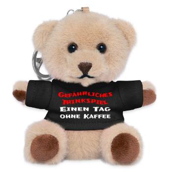 Einen Tag ohne Kaffee - Gefährliches Trinkspiel - Teddy Schlüsselanhänger - Schwarz - Vorne