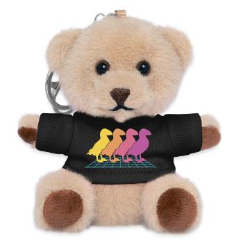 Papageitaucher Puffin Papageientaucher Retrowave - Teddy Schlüsselanhänger - Schwarz - Vorne