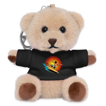 Surfer auf einer Welle mit Retro-Sonnenuntergang - Teddy Schlüsselanhänger - Schwarz - Vorne