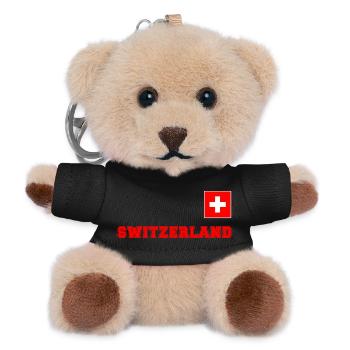 SCHWITZERLAND SCHWEIZ Trikot Look mit Fahne Flagge - Teddy Schlüsselanhänger - Schwarz - Vorne