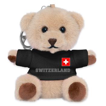 SCHWITZERLAND SCHWEIZ Trikot Look mit Fahne Flagge - Teddy Schlüsselanhänger - Schwarz - Vorne