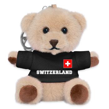 SCHWITZERLAND SCHWEIZ Trikot Look mit Fahne Flagge - Teddy Schlüsselanhänger - Schwarz - Vorne