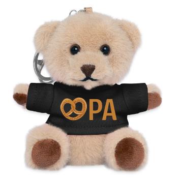Opa mit Brezel – Orange - Teddy Schlüsselanhänger - Schwarz - Vorne