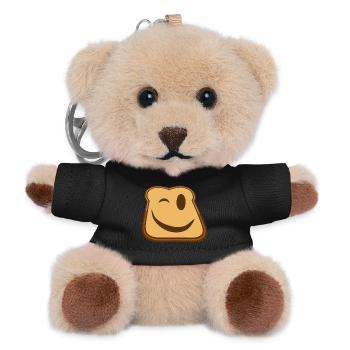Winkender Toast Emoji - Teddy Schlüsselanhänger - Schwarz - Vorne
