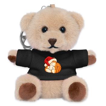 Weihnachten - Schlafendes Weihnachtskätzchen - Teddy Schlüsselanhänger - Schwarz - Vorne