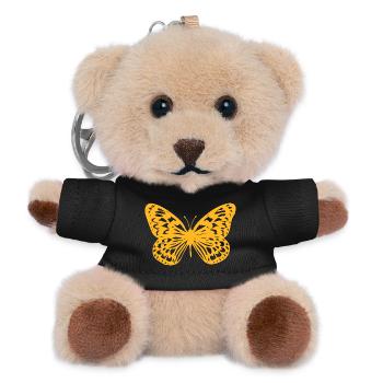 Orangener Schmetterling Silhouette - Teddy Schlüsselanhänger - Schwarz - Vorne