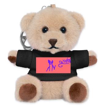 Stilisierte blaue Figur auf Korallenhintergrund - Teddy Schlüsselanhänger - Schwarz - Vorne