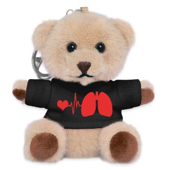 Atmen Atmung Atemwegstherapeut Sauerstoff - Teddy Schlüsselanhänger - Schwarz - Vorne