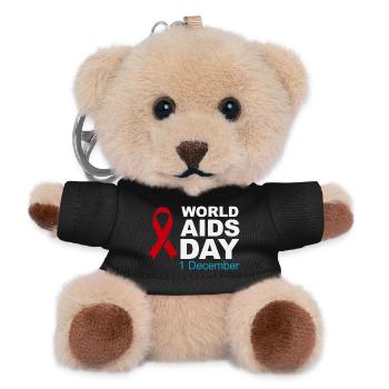 Rotes Band-Emblem zum Welt-AIDS-Tag - Teddy Schlüsselanhänger - Schwarz - Vorne