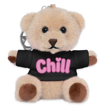 Chill Pink Bubbles Weiche Typografie - Teddy Schlüsselanhänger - Schwarz - Vorne