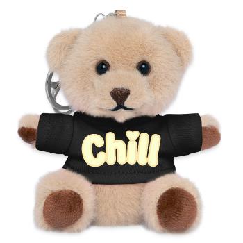 Chill Pastel Gelb Weiche Typografie - Teddy Schlüsselanhänger - Schwarz - Vorne