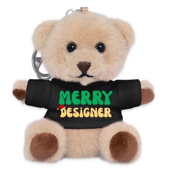 Fröhliches Weihnachtsgeschenk mit Designer-Grafikgrafiker - Teddy Schlüsselanhänger - Schwarz - Vorne