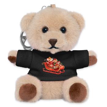Weihnachtsmaus im Schlitten mit Geschenken - Teddy Schlüsselanhänger - Schwarz - Vorne