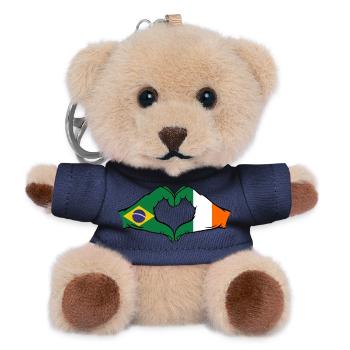 Brésil Irlande drapeau mains forme de coeur - Porte-clés ourson - marine - Devant